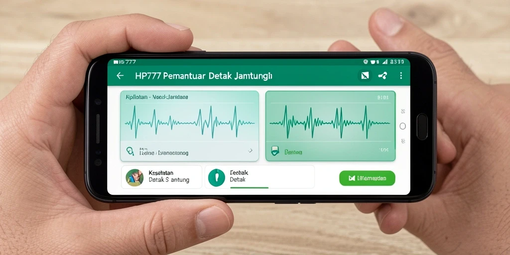 Tampilan antarmuka HP777 dengan data detak jantung