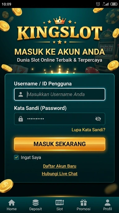Tampilan halaman login kingslot
